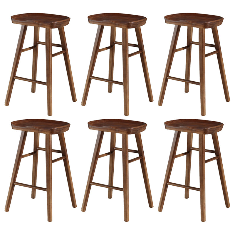 Coffee Shop Simple Wood Barstool Wood 4 Legs Bar Stool with Pedal Base