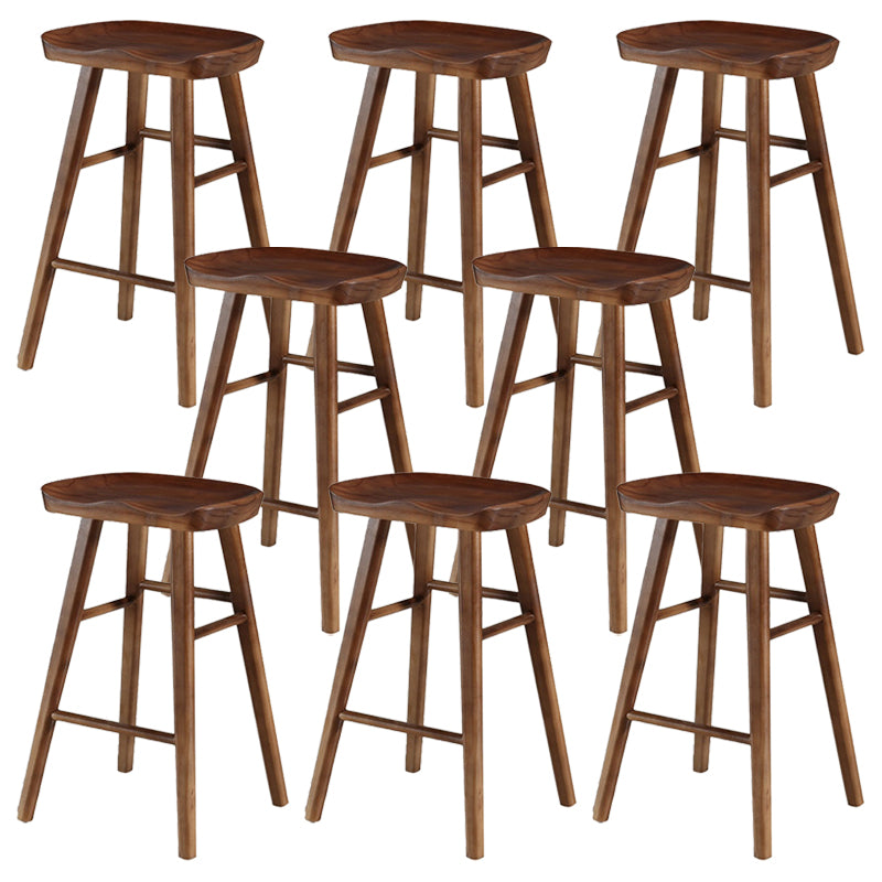 Coffee Shop Simple Wood Barstool Wood 4 Legs Bar Stool with Pedal Base