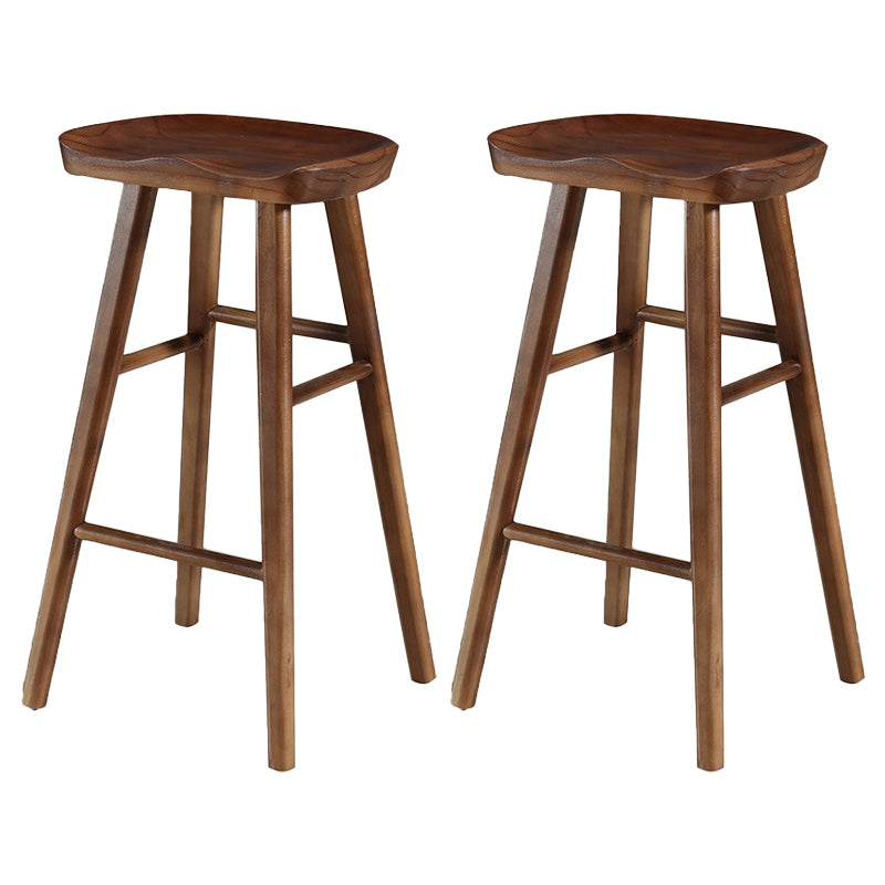 Coffee Shop Simple Wood Barstool Wood 4 Legs Bar Stool with Pedal Base
