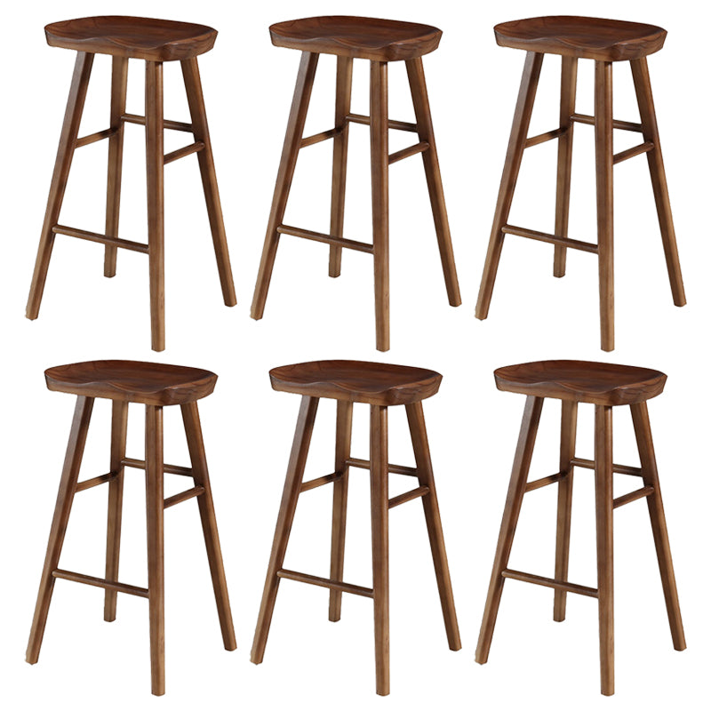 Coffee Shop Simple Wood Barstool Wood 4 Legs Bar Stool with Pedal Base