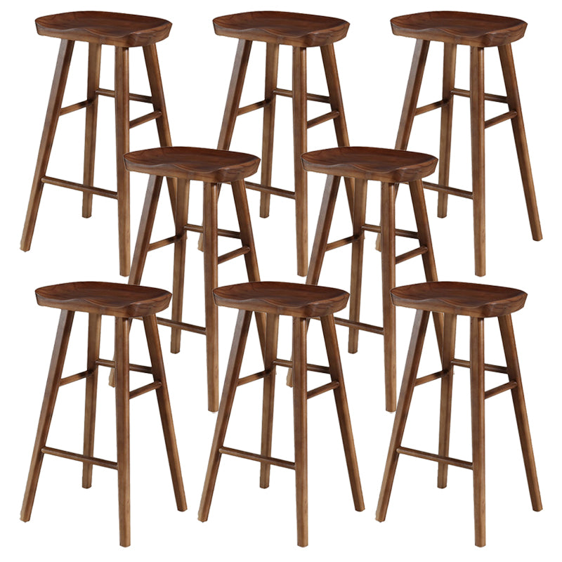 Coffee Shop Simple Wood Barstool Wood 4 Legs Bar Stool with Pedal Base