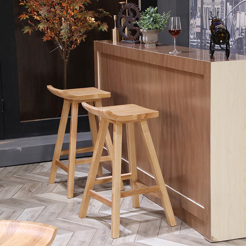 Restaurant Modern Simple Barstool Wood 4 Legs Bar Stool with Pedal