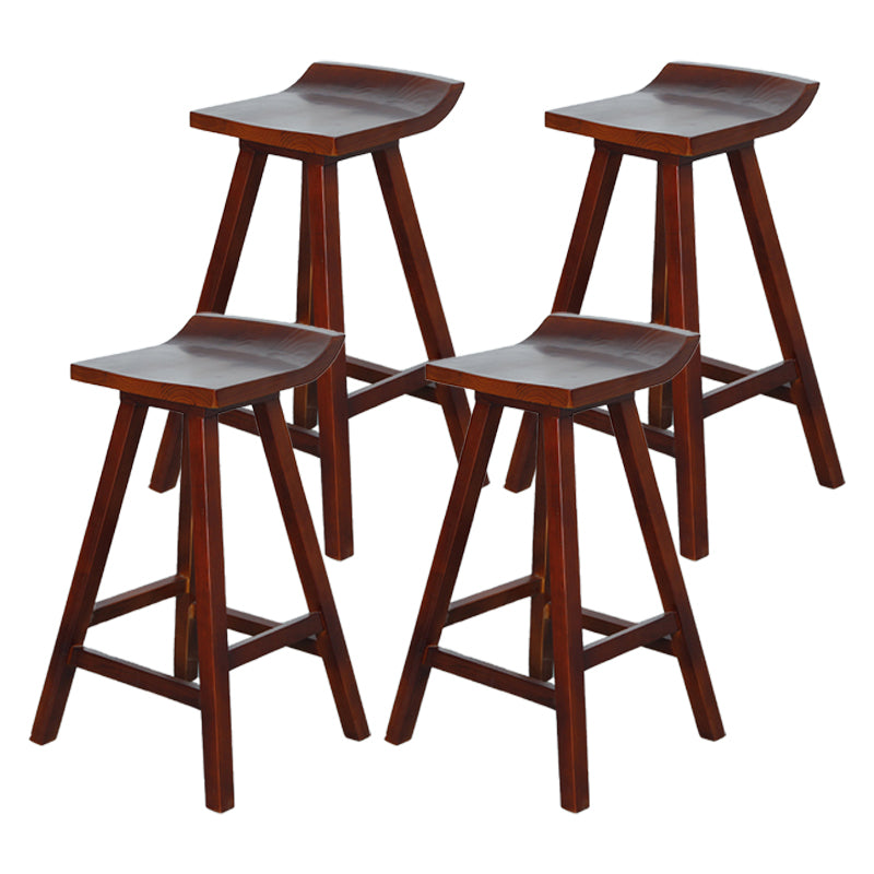 Restaurant Modern Simple Barstool Wood 4 Legs Bar Stool with Pedal