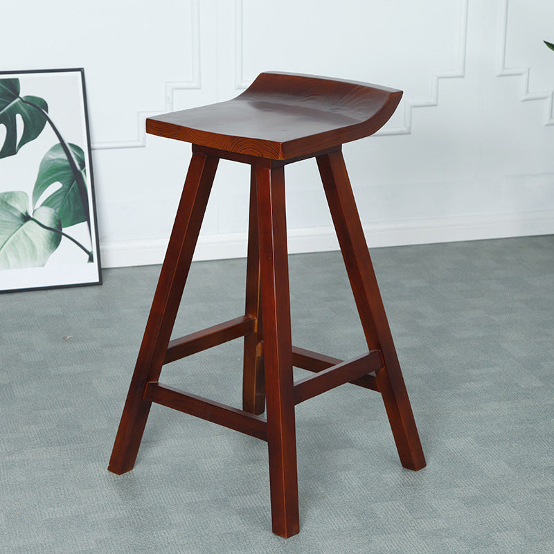 Restaurant Modern Simple Barstool Wood 4 Legs Bar Stool with Pedal