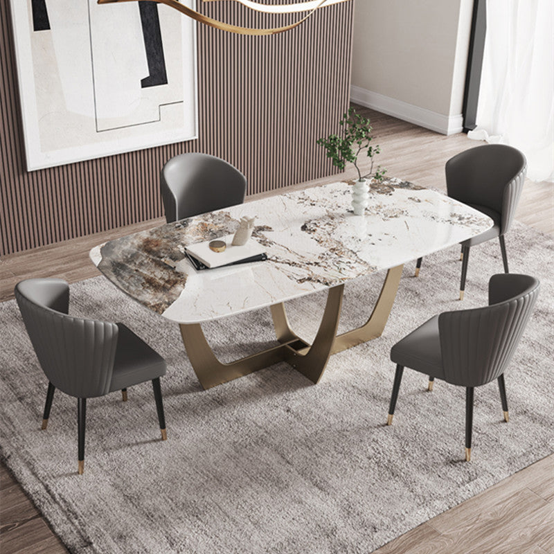 Nordic Glam Style Sintered Stone Round Table Set 1/5/6 Pieces Dining Set