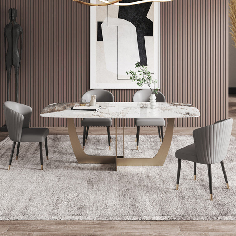 Nordic Glam Style Sintered Stone Round Table Set 1/5/6 Pieces Dining Set