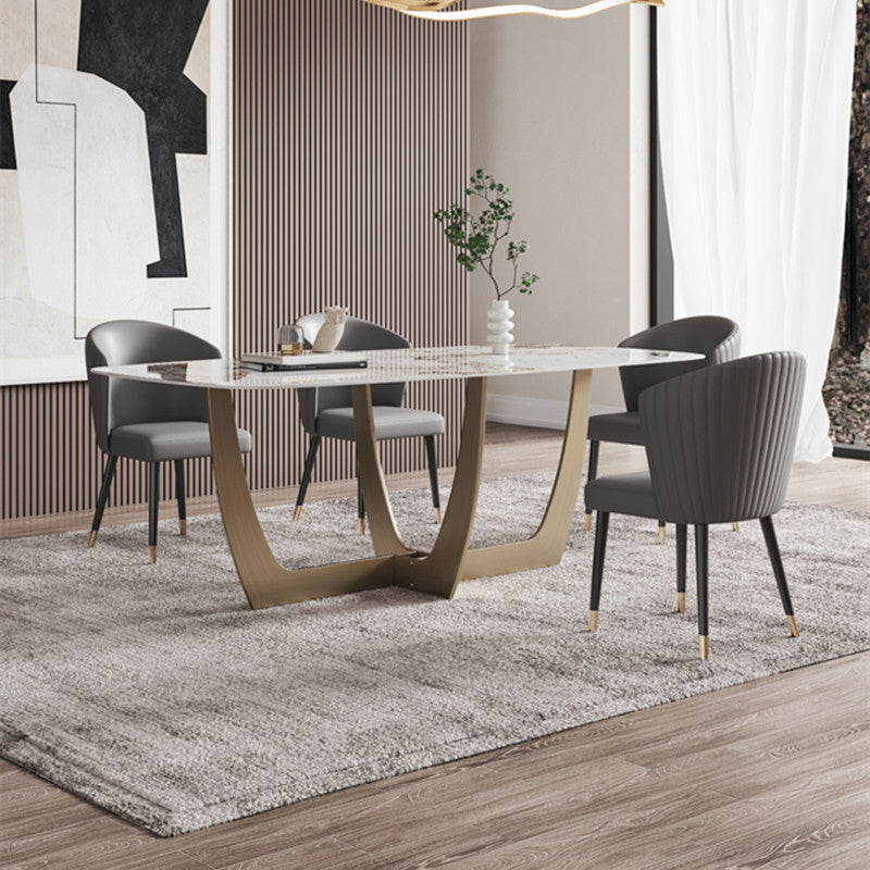 Nordic Glam Style Sintered Stone Round Table Set 1/5/6 Pieces Dining Set