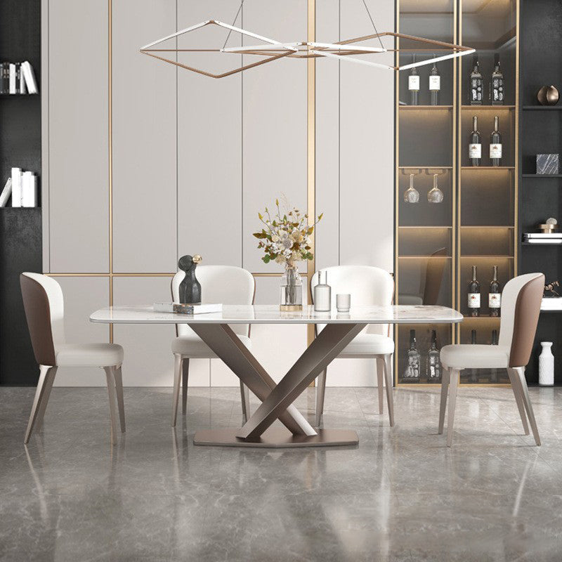 Nordic Glam Style Sintered Stone Round Table Set 1/4/5/7 Pieces Dining Set