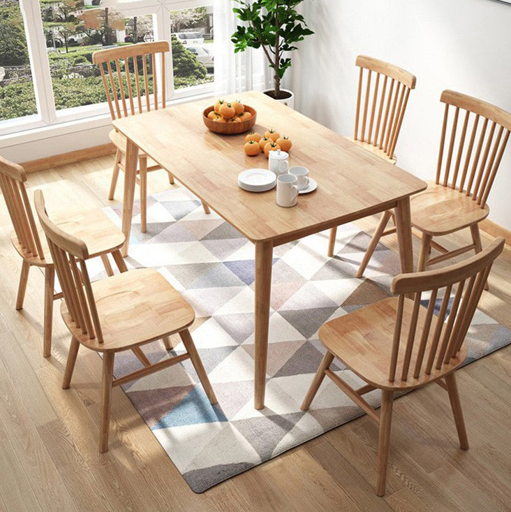 Rectangle 4 Legs Modern Table Light Wood Color Fixed Table of Oakwood Solid Wood