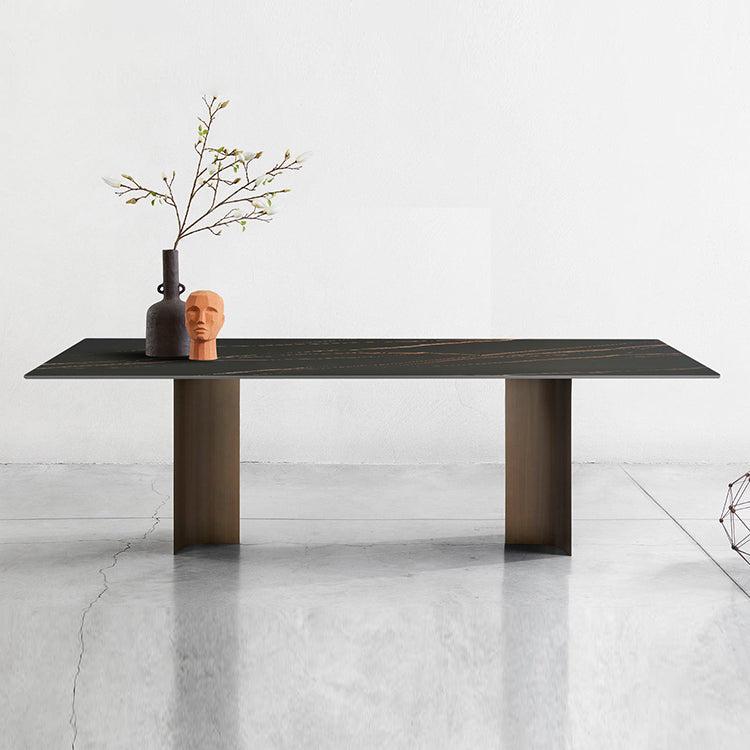 Sintered Stone Rectangle Dining Table Industrial Kitchen Table with 4 Legs