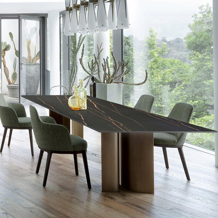 Sintered Stone Rectangle Dining Table Industrial Kitchen Table with 4 Legs