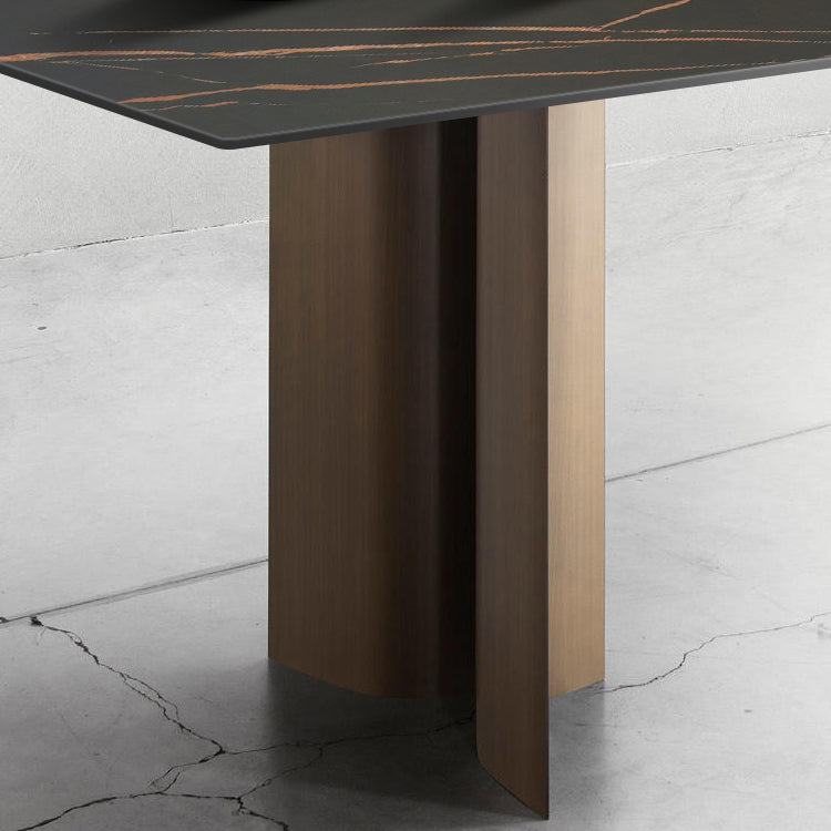 Sintered Stone Rectangle Dining Table Industrial Kitchen Table with 4 Legs