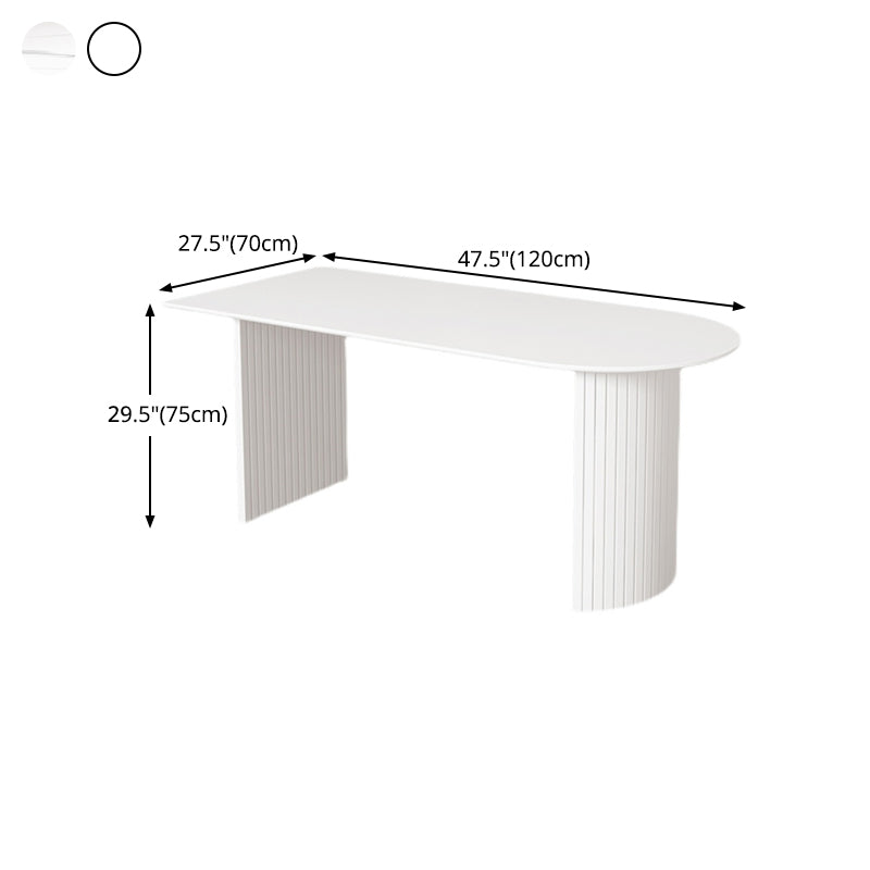 Sintered Stone Dining Table Modern White Dining Table with Wooden Base