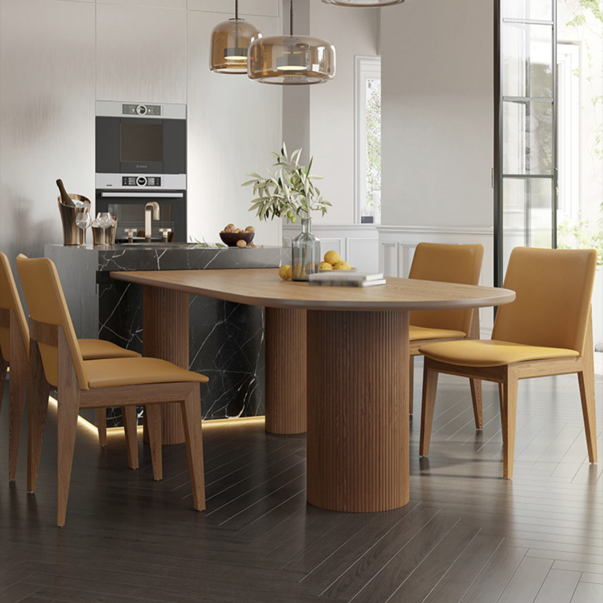 Solid Wood Dining Table Contemporary Style Dinner Table for Home Kitchen Dinner