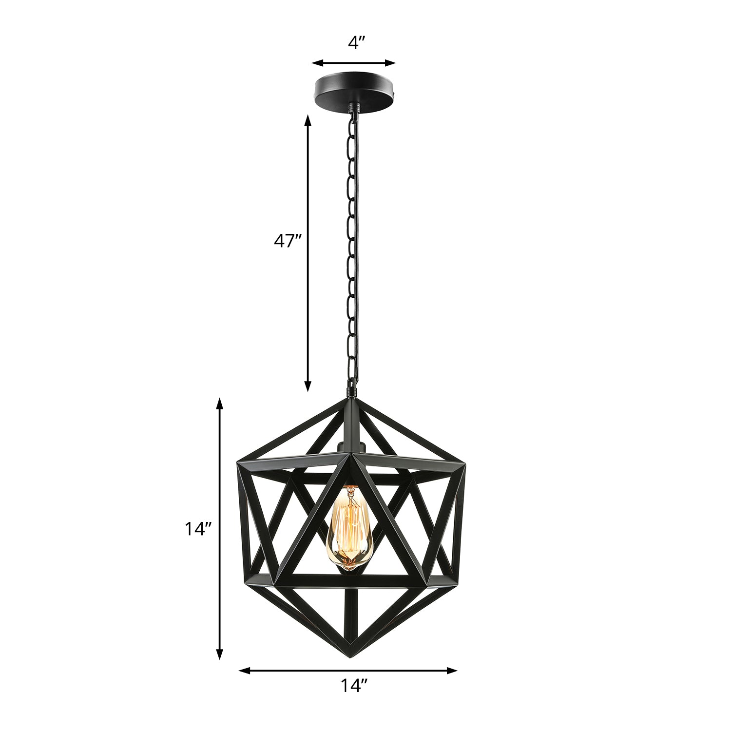 14"/18" Dia Geometric Metal Pendant Lighting Fixture Industrial 1 Bulb Dining Room Ceiling Light in Black/Rust