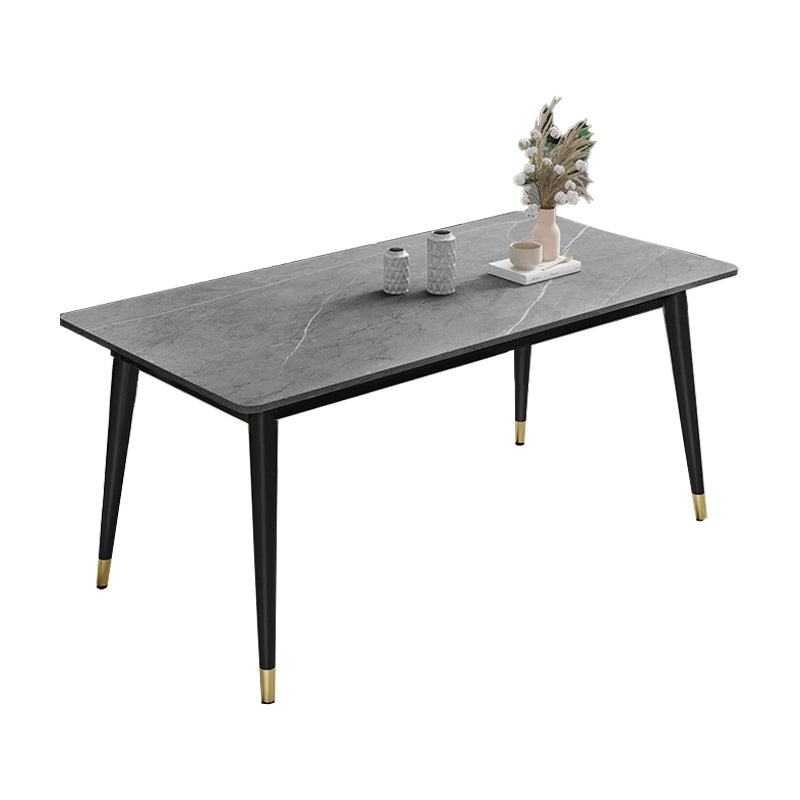 Glam Style Stone Top Dining Table 4 Metal Legs Table Home Rectangle Dining Table