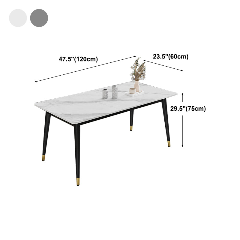 Glam Style Stone Top Dining Table 4 Metal Legs Table Home Rectangle Dining Table
