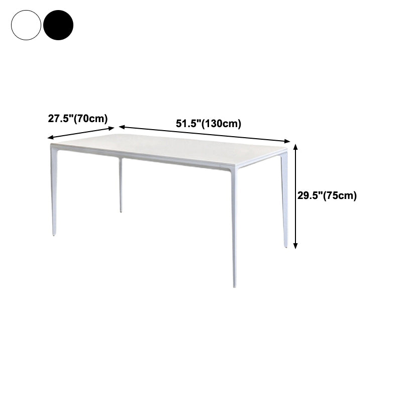 Modern Rectangle Dining Table Sintered Stone Top 4 Metal Legs Dining Room Table