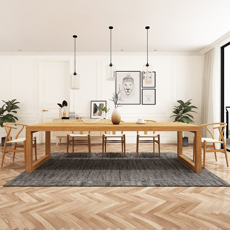 Modern Solid Wood Dining Site Table Rectangle Sled Base Dining Table in Natural