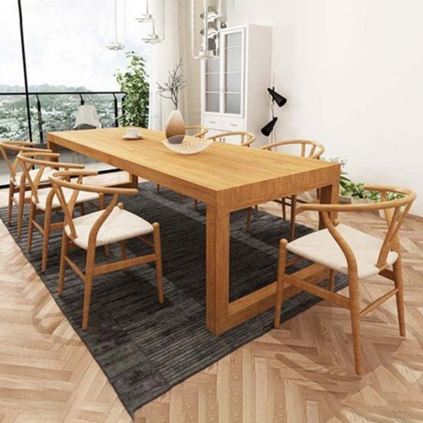 Modern Solid Wood Dining Site Table Rectangle Sled Base Dining Table in Natural