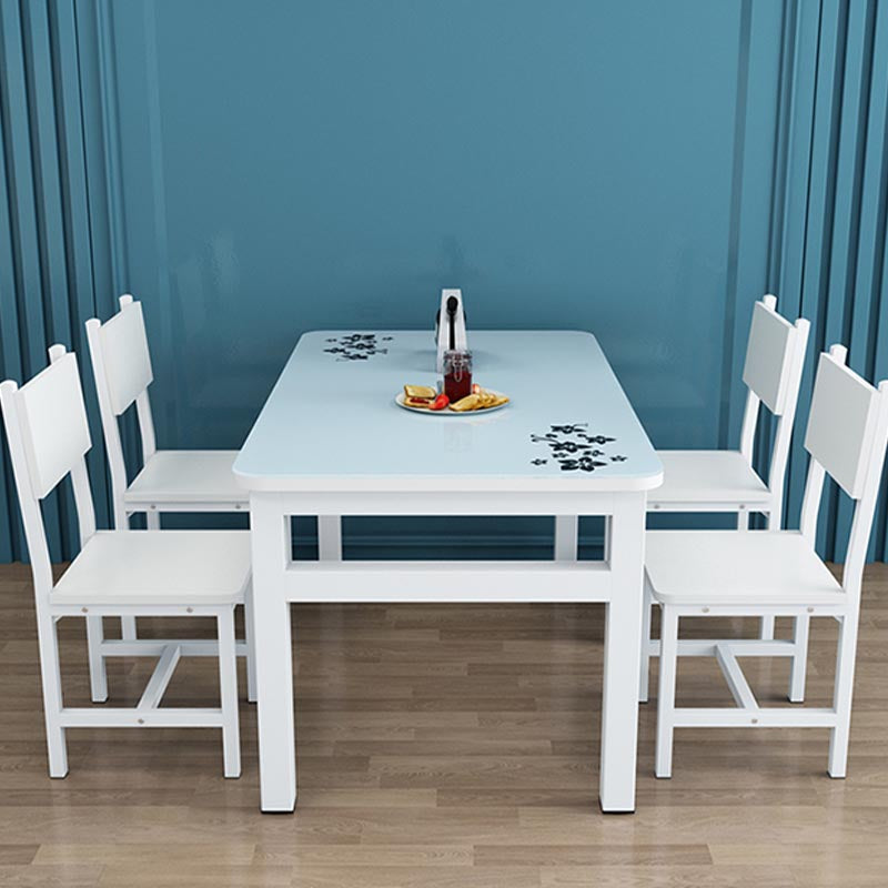 Modern White in Glass Counter Table Rectangle Dining Table for Kitchen