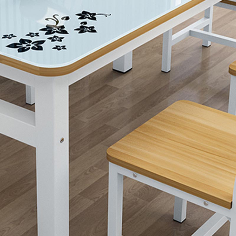 Modern White in Glass Counter Table Rectangle Dining Table for Kitchen