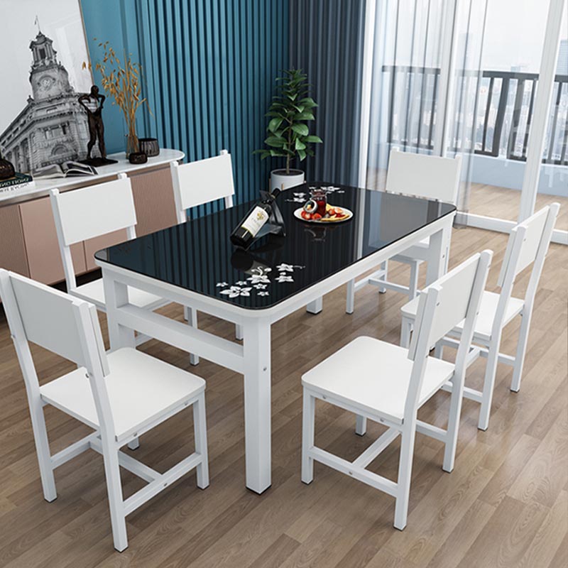 Modern White in Glass Counter Table Rectangle Dining Table for Kitchen