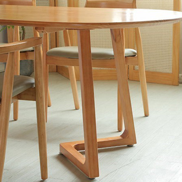 Modern Natural Wood Oval Dinette Table Wood Base Dining Table for Living Room