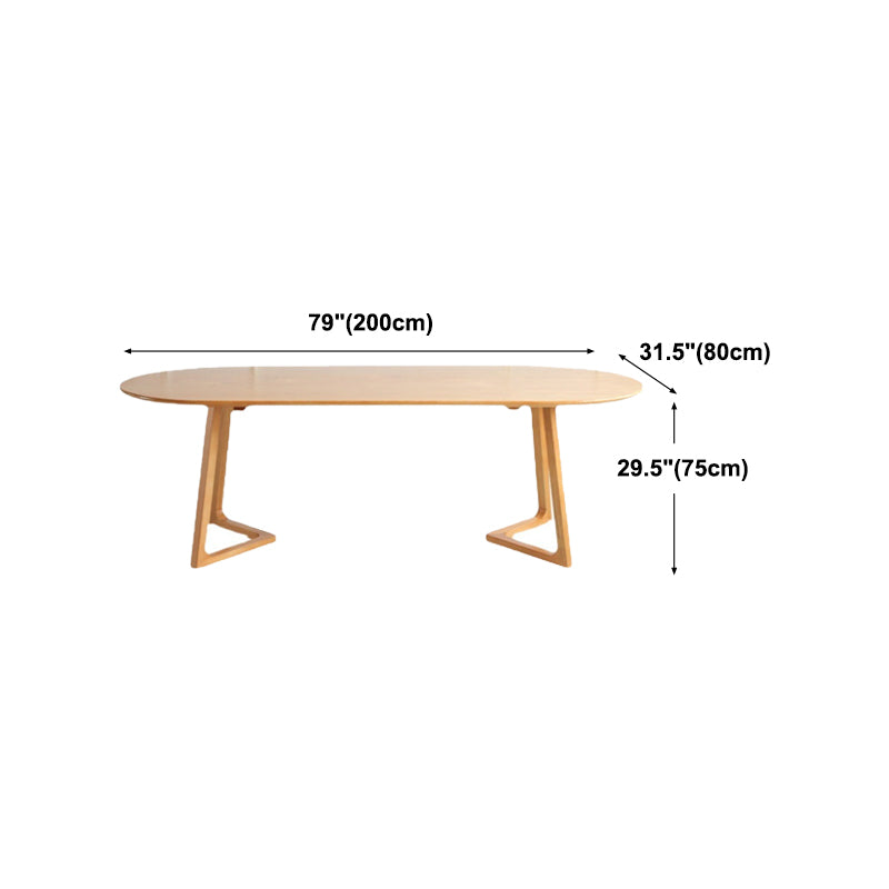 Modern Natural Wood Oval Dinette Table Wood Base Dining Table for Living Room