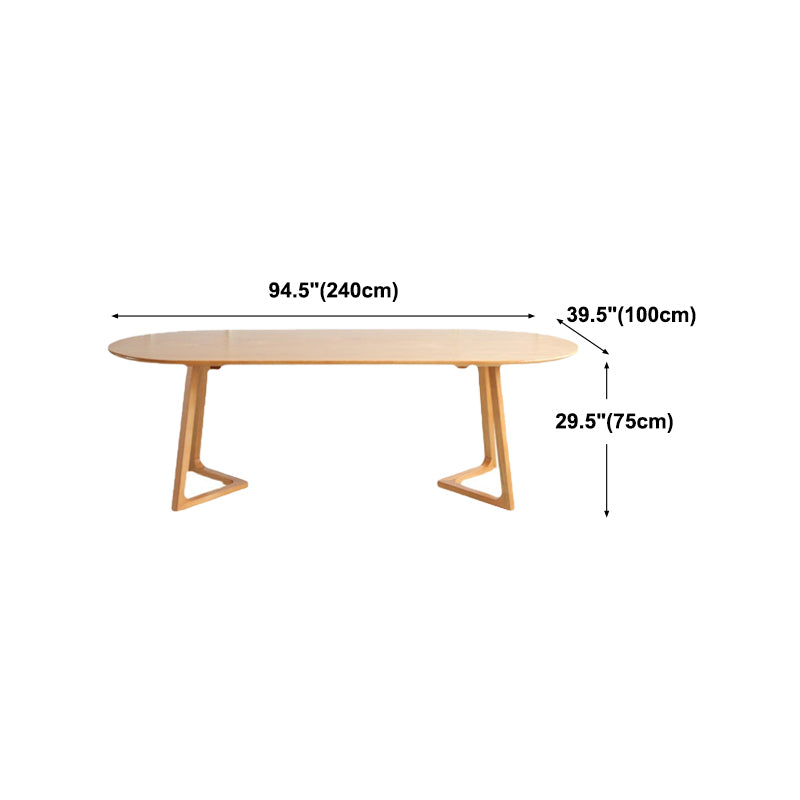 Modern Natural Wood Oval Dinette Table Wood Base Dining Table for Living Room