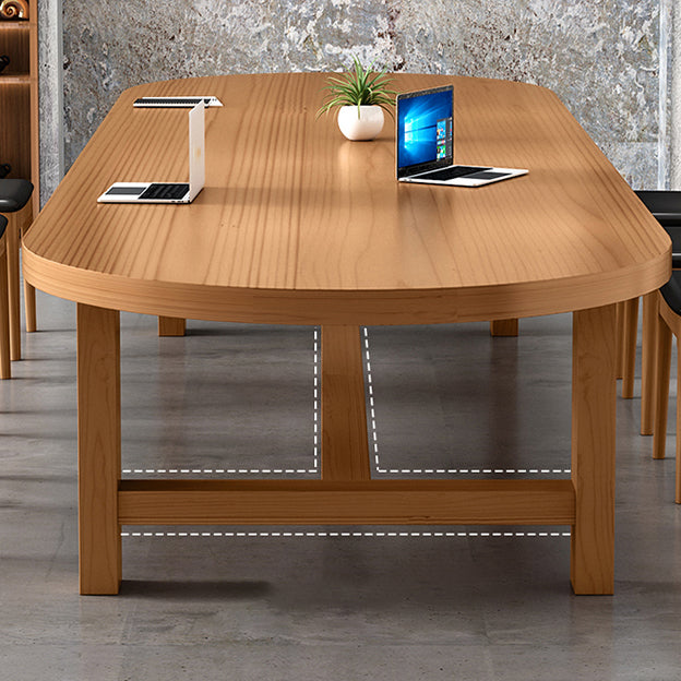 Modern Oval Trestle Dining Table Solid Wood Natural Home Kitchen Dinner Furniture