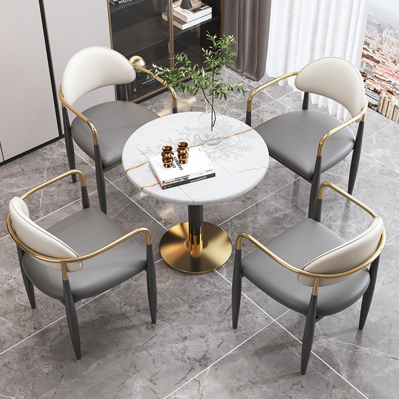 Modern Style Dining Chair Leather Open Back Arm Chair for Dining Room