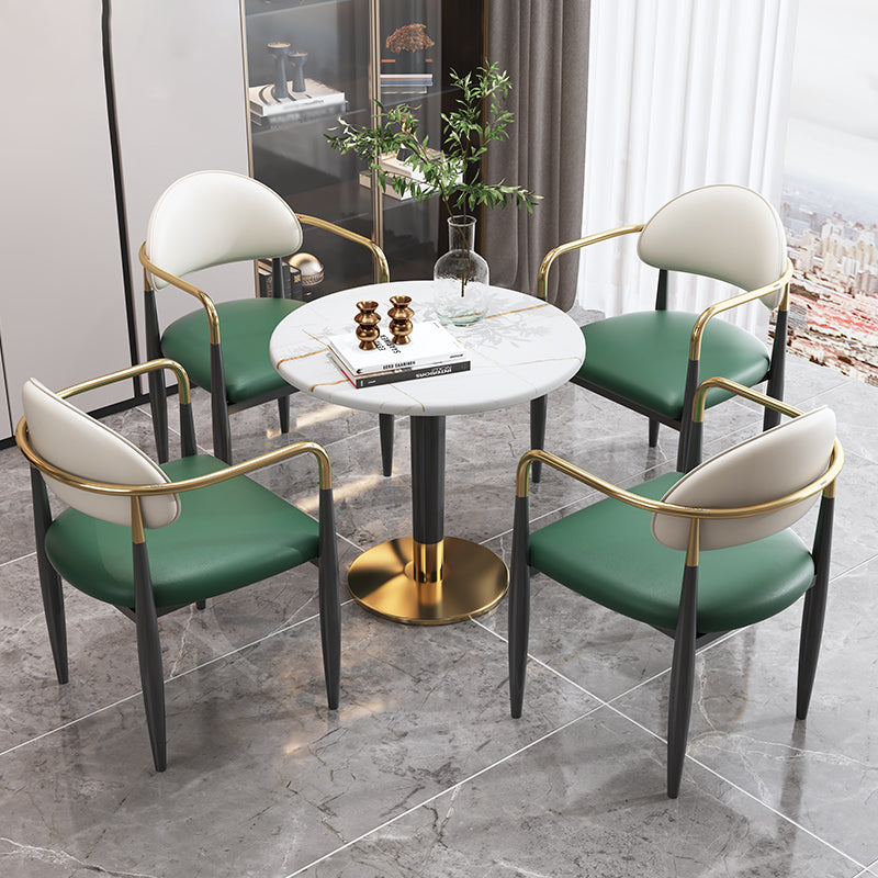 Modern Style Dining Chair Leather Open Back Arm Chair for Dining Room