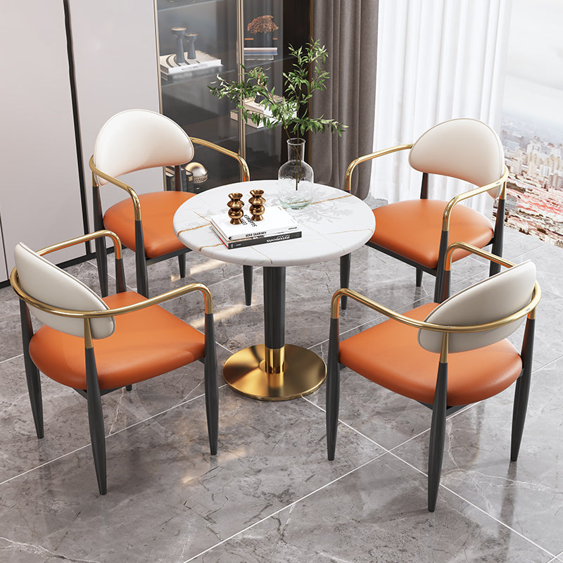 Modern Style Dining Chair Leather Open Back Arm Chair for Dining Room