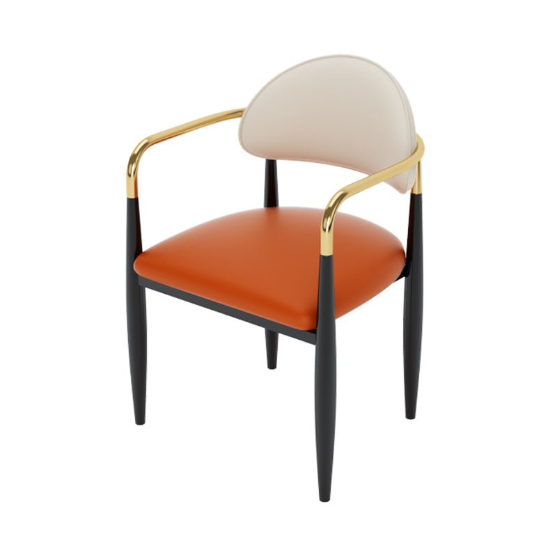 Modern Style Dining Chair Leather Open Back Arm Chair for Dining Room