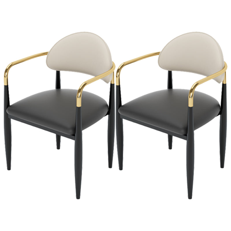 Modern Style Dining Chair Leather Open Back Arm Chair for Dining Room