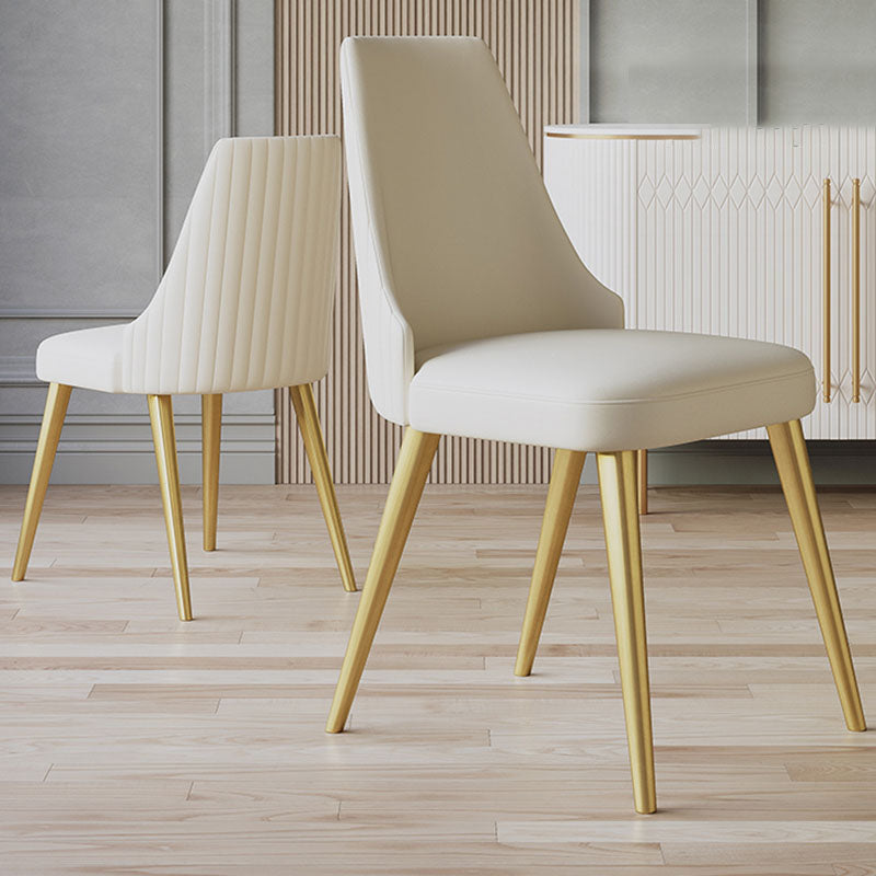 Scandinavian Armless Solid Back Chair for Home Leather Dining Side Chair