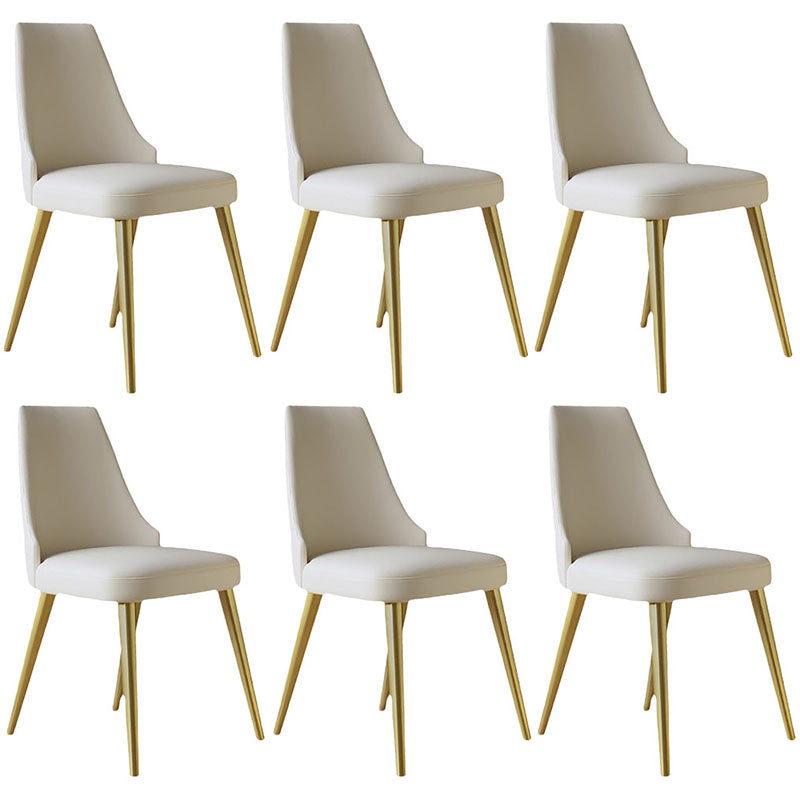 Scandinavian Armless Solid Back Chair for Home Leather Dining Side Chair