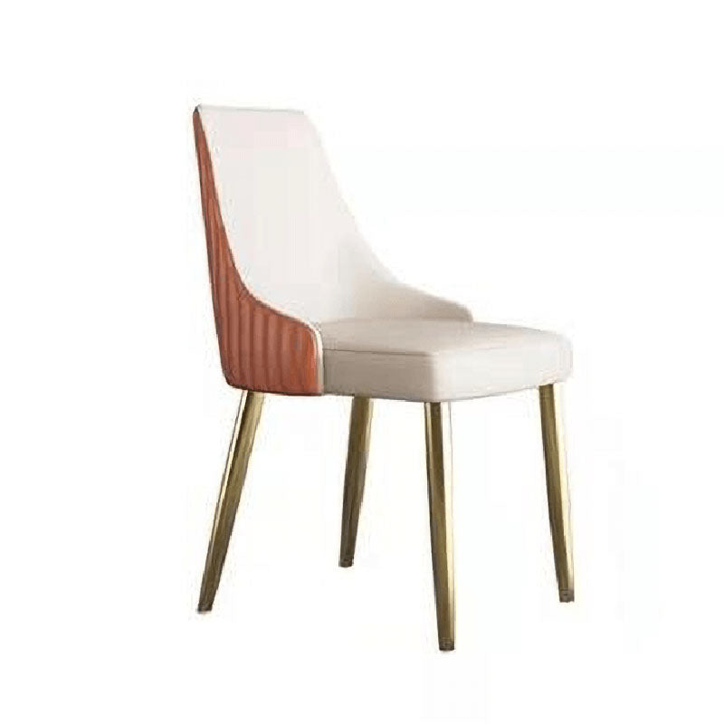 Scandinavian Armless Solid Back Chair for Home Leather Dining Side Chair