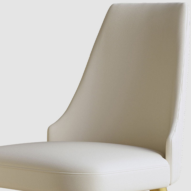 Scandinavian Armless Solid Back Chair for Home Leather Dining Side Chair