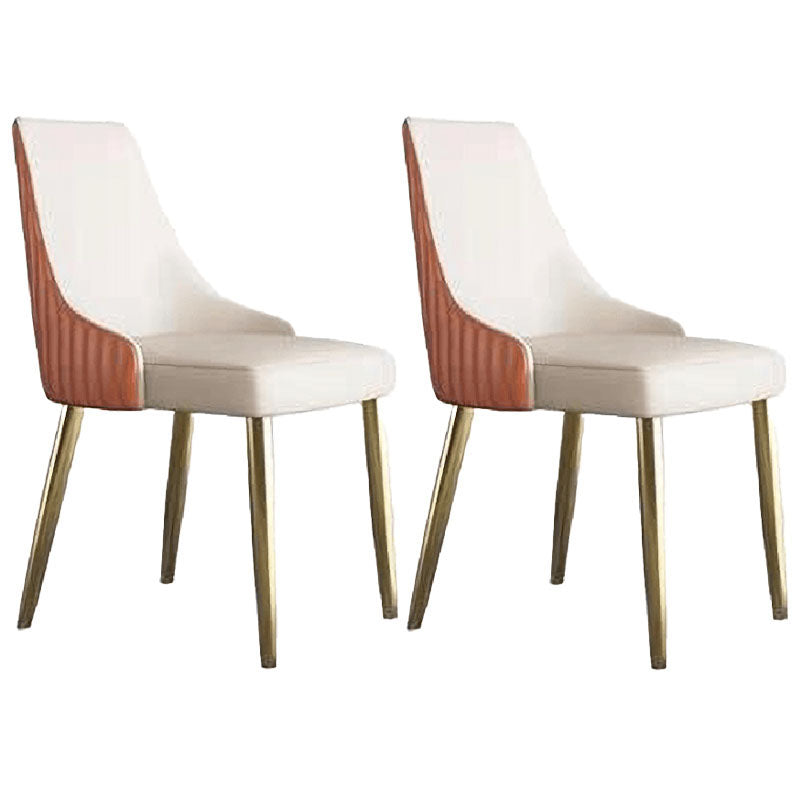 Scandinavian Armless Solid Back Chair for Home Leather Dining Side Chair
