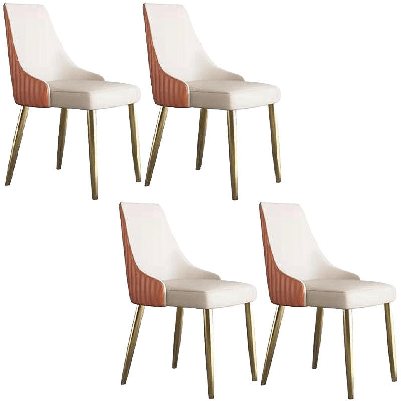 Scandinavian Armless Solid Back Chair for Home Leather Dining Side Chair