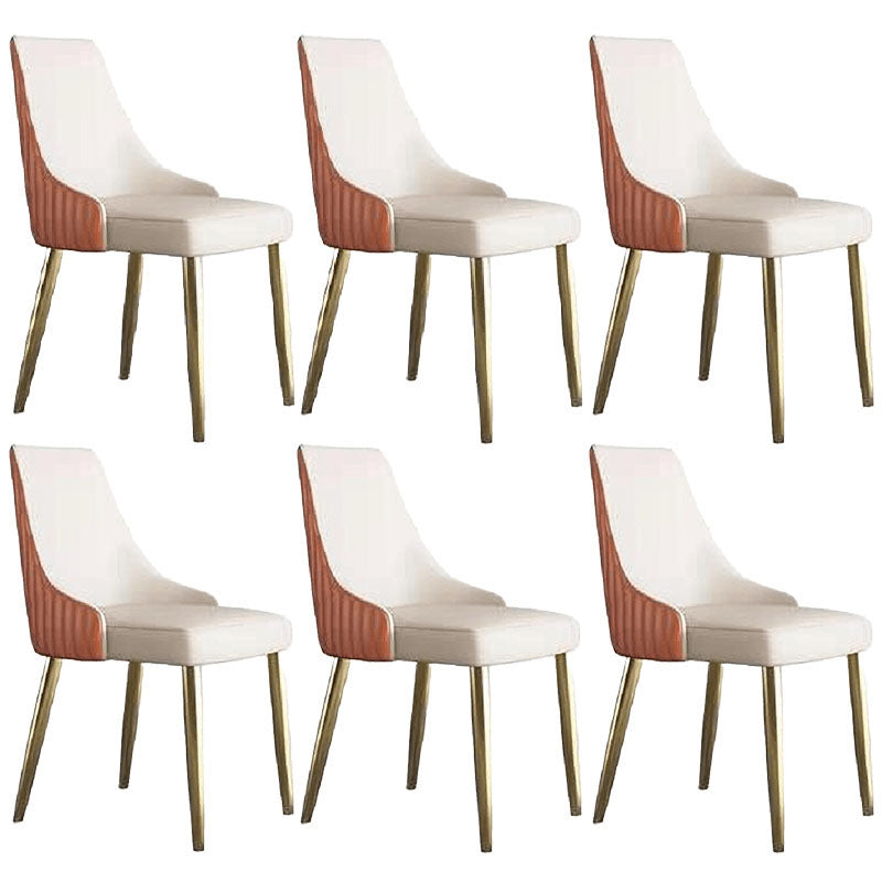 Scandinavian Armless Solid Back Chair for Home Leather Dining Side Chair