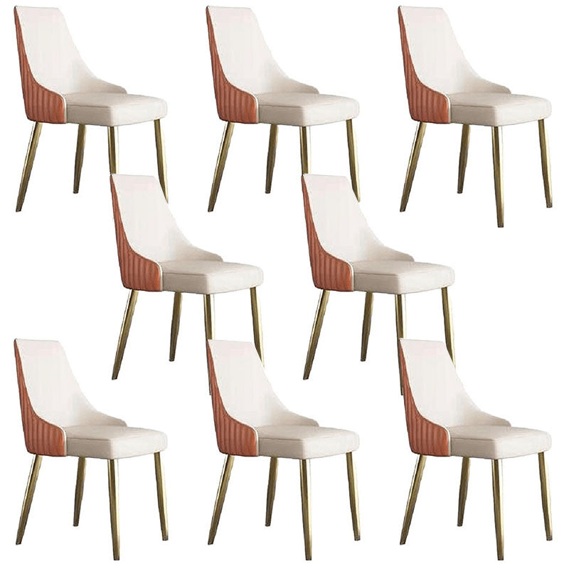 Scandinavian Armless Solid Back Chair for Home Leather Dining Side Chair