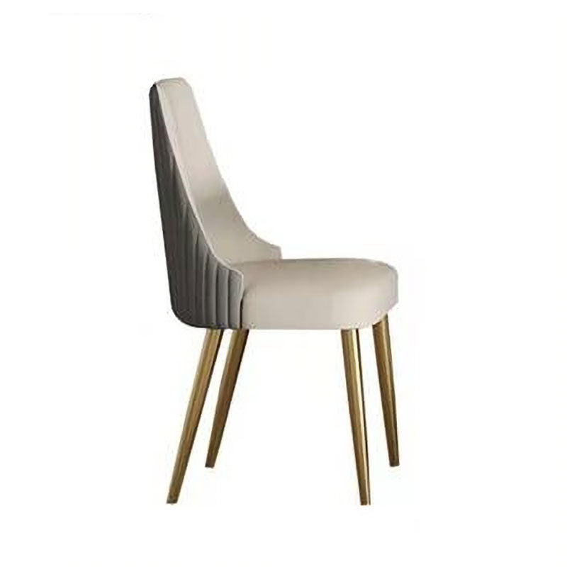 Scandinavian Armless Solid Back Chair for Home Leather Dining Side Chair