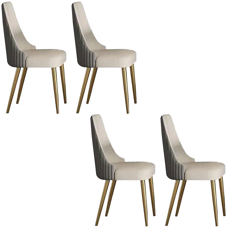 Scandinavian Armless Solid Back Chair for Home Leather Dining Side Chair