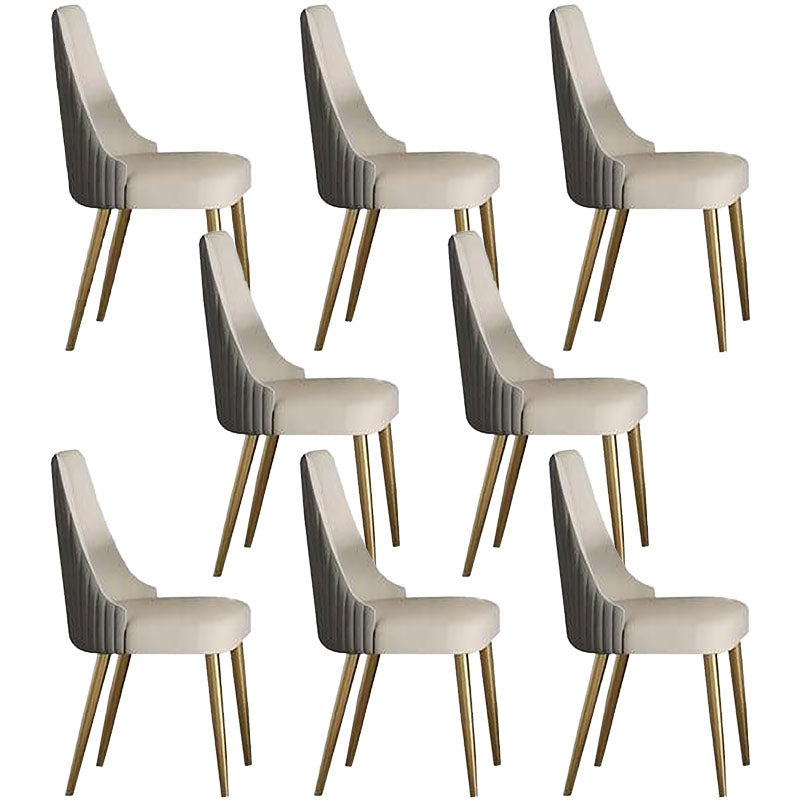 Scandinavian Armless Solid Back Chair for Home Leather Dining Side Chair