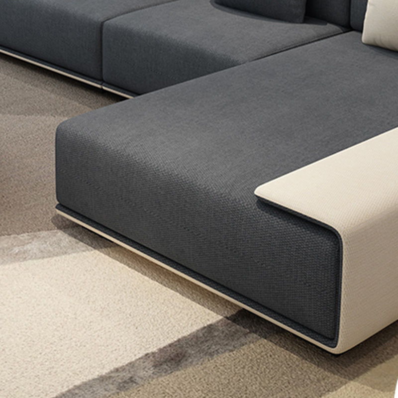 Contemporary L-Shape Sofa & Chaise with Bolster Pillows for Living Room