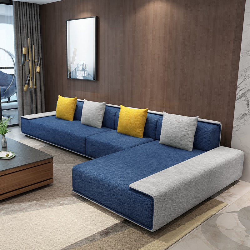 Contemporary L-Shape Sofa & Chaise with Bolster Pillows for Living Room