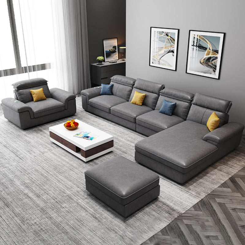4-seat Sewn Pillow Back Faux Leather Sofa Vintage Pillow Top Arm Sofa
